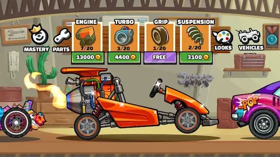 Ecrã do jogo Hill Climb Racing 2 para Android